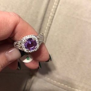 Amethyst and white topaz ring
